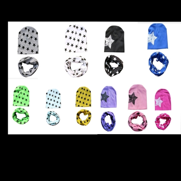 Star 2pc Hat & Infinity scarf children boy or girl - Picture 1 of 5